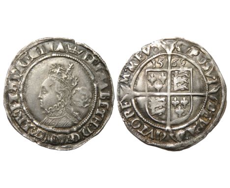 Elizabeth I sixpence. Third &amp; fourth issue, 1561-77 AD. Silver, 26mm. 2.98g. Crowned bust left, rose behind. R. Shield ov