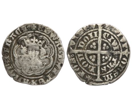 Edward III half groat. London series D. Pre-treaty period, 1351-61 AD. Silver, 2.2g. 22mm. Crowned facing bust. R. Cross with