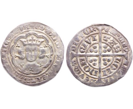 Edward III Groat. Pre-treaty period, 1351-77. Series C, London. Crowned facing bust. R. Cross with pellets in each quarter, C