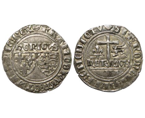 Anglo-Gallic, Henry VI grand blanc, Paris. Silver, 28mm. 3.13g. HENRICVS over French and English arms. R. Cross dividing lis 