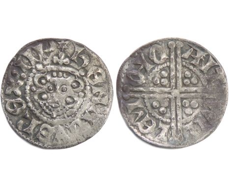 Henry III penny. Long cross coinage, 1247-1272 AD. Canterbury, class 3d1. Crowned facing bust, HENRICVS REX III. R. Voided cr