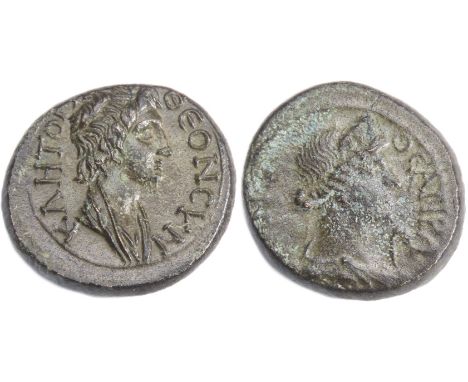 Roman Provincial (Mysia) AE17. Circa 40-60 AD.Â&nbsp;Pergamon mint. Turreted, laureate and draped bust of Roma right, hair ro