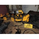 Assorted DeWalt tools.