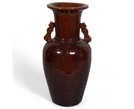 Large Chinese treacle brown glaze ceramic floor vase, height 90cm