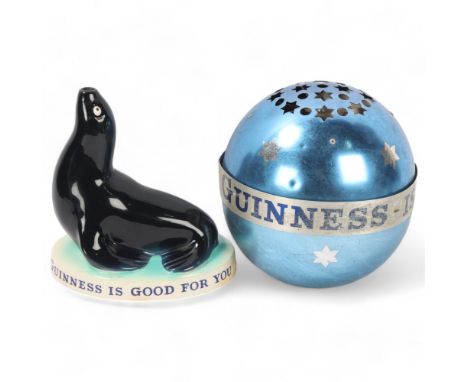 A Carlton Ware table lamp base and shade, 'Guinness is Good for You' ceramic Seal base and original aluminium shade, height o
