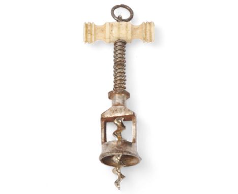Miniature Victorian bone-handled steel corkscrew, length 6.5cm