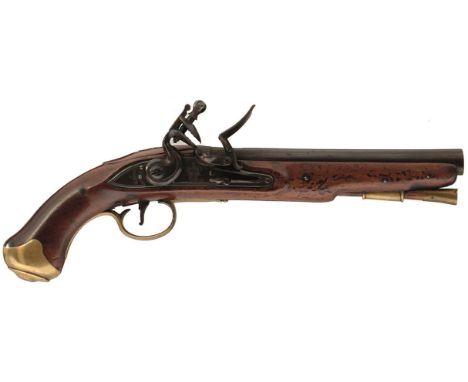 A .650 CALIBRE IRISH FLINTLOCK LIGHT DRAGOON SERVICE PISTOL, 8.75inch barrel struck with various stamps to the top of the bre