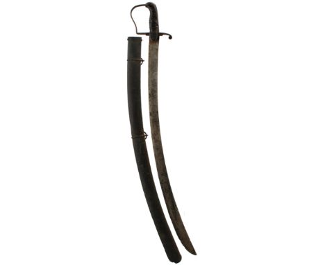 A 1796 PATTERN LIGHT CAVALRY OFFICER'S SABRE, 83cm curved plain blade, repaired at the forte, regulation steel stirrup hilt, 