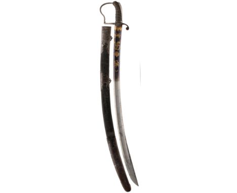 A 1796 PATTERN LIGHT CAVALRY OFFICER'S SWORD, 75.5cm curved blade by Runkel, decorated with scrolling foliage, stands of arms