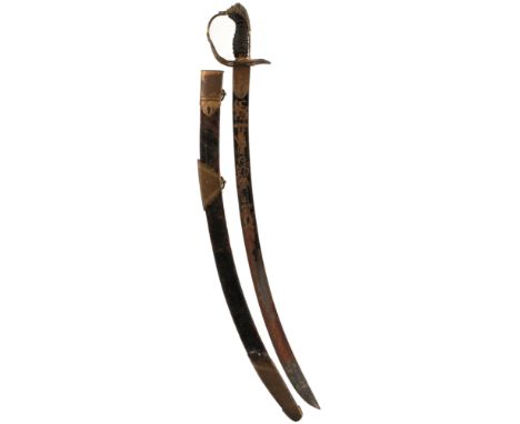 AN 1803 PATTERN INFANTRY OFFICER'S SWORD, 73cm curved blade decorated with laurel wreaths, stands of arms, crowned GR cypher,