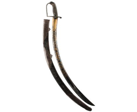 A SCARCE OFFICER'S BLUED AND GILT SABRE TO THE 13TH LIGHT DRAGOONS, 70cm sharply curved blade profusely decorated with scroll