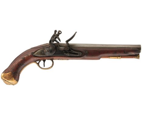 A .650 FLINTOOCK LIGHT DRAGOON PISTOL BY EGG, 9inch barrel, border engraved bevelled lock stamped D. EGG, full stocked with r