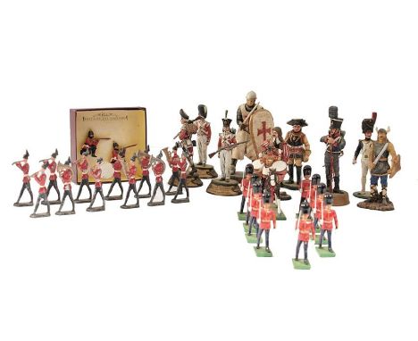 A LARGE COLLECTION OF VINTAGE TOY LEAD SOLDIERS, together with a collection of modern hand painted Napoleonic and other piece