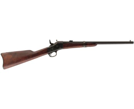 A .43 OBSOLETE CALIBRE REMINGTON ROLLING BLOCK CARBINE, 20.5inch barrel fitted with rear flip sights, blued action stamped R 