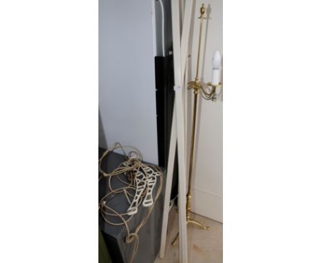 Pully airier and a twin branch brass standard lamp (2)