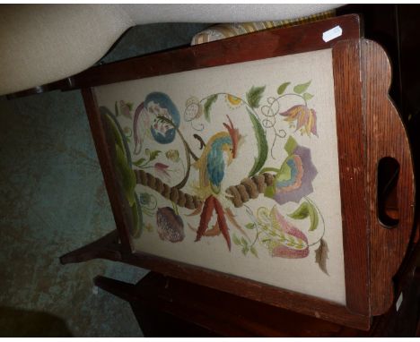Oak framed needle work fire screen