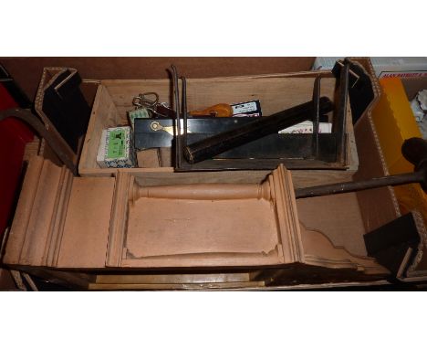 Clock case, assorted collectable's including a carriage handle 
