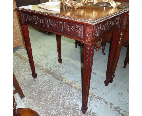 Mahogany Chippendale style hall table with carved detail and tapering supports