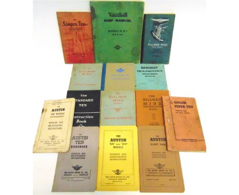 INSTRUCTION BOOKS &amp; HANDBOOKS - ASSORTED Fourteen items, comprising a Riley Two-Point-Six Operation Manual (first edition