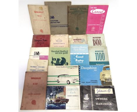 INSTRUCTION BOOKS &amp; HANDBOOKS - ASSORTED Sixteen items, comprising a Wolseley 6/99 Driver's Handbook; Morris Oxford &amp;