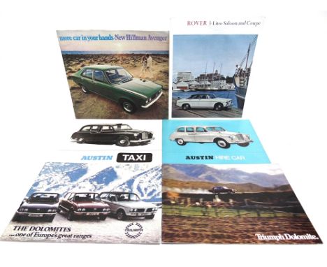 BROCHURES / SALES LITERATURE - ASSORTED Six items, comprising those for the Austin Taxi (c.1971); Austin Hire Car (c.1971); R