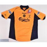 2001 Liverpool v Cardiff Cup Final Replica Football Orange Away Shirt, Reebok 42" 44" short sleeve