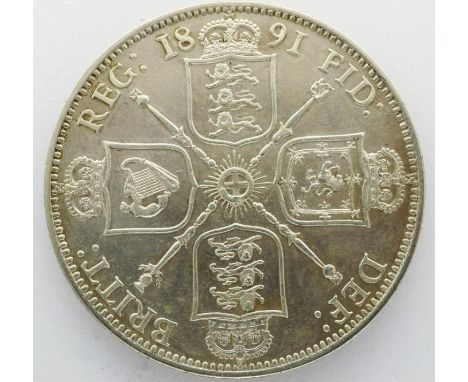 1891 Queen Victoria silver florin, EF condition. P&amp;P Group 0 (£5+VAT for the first lot and £1+VAT for subsequent lots) 