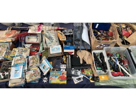 A model tank together with a large quantity of Airfix models, model soldiers, etc 