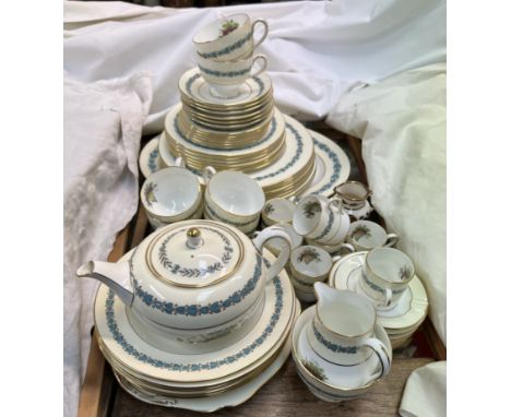 A Wedgwood bone china part tea, coffee and dinner service W3257 decorated with baskets of flowers 