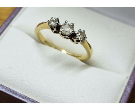 18ct Gold &amp; Diamond Trilogy Ring, size K &amp; 2.2g