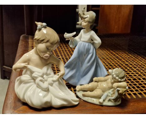 Trio of Lladro or Nao Porcelain Figures