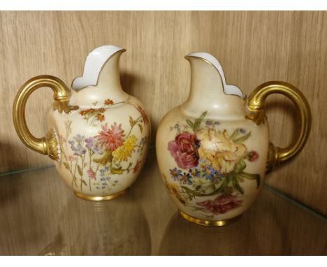 Royal Worcester Pair of Late 19th Century 1885 Ewer Pitcher Vases - marked 1094 to base - 14cm tall