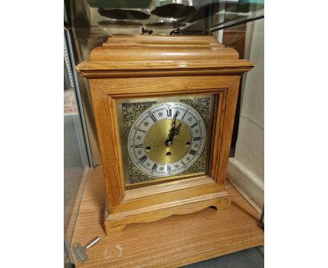 Vintage Original German Mantel Clock w/a Hand Crafted Case, almost like a Grandmother Clock top - 32cm tall