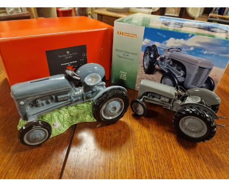 Border Fine Arts Fergie Tractor Money Box + Universal Hobbies Massey Ferguson TE20 Tractor - Farming Road Vehicle Model Toy