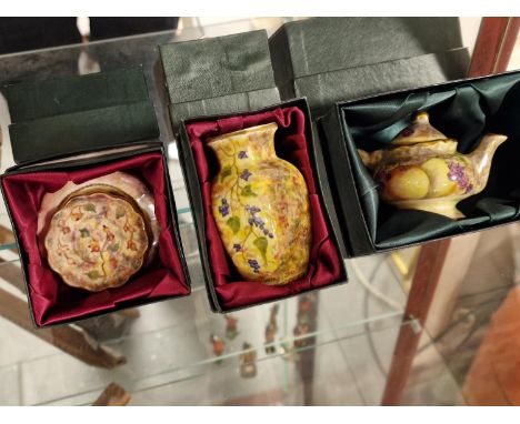 Trio of Georgina Winkley Handpainted Royal Worcester Style Tea Miniatures