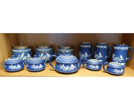 Wedgwood Jasperware Cobalt Blue Shelf of Collectables