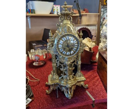 Large Antique Gilt Brass Jean Francois Deniere of Paris Signed Ormulu Mantel Clock