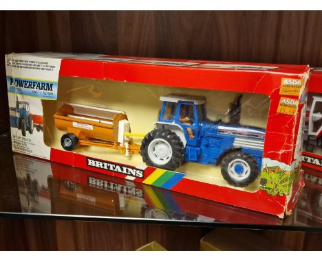 Britains Ltd Boxed Powerfarm 9382 Ford Tractor &amp; Rotary Manure Spreader Farming Vehicle Model Toy