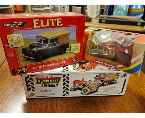 Britains Ltd Boxed Pair inc Land Rover &amp; 9521 Volvo Tractor, + Kovap Traktor - Farming Road Vehicle Model Toy