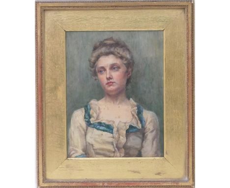 English School (late 19th Century), Portrait of a young woman, half length, watercolour, 36cm x 27cm 