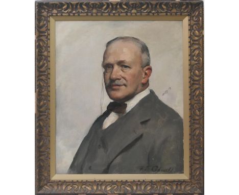 Frank Thomas Copnall (1870-1949), Portrait of a gentleman sporting a monocle, quarter length, signed oil canvas, 60cm x 50cm 