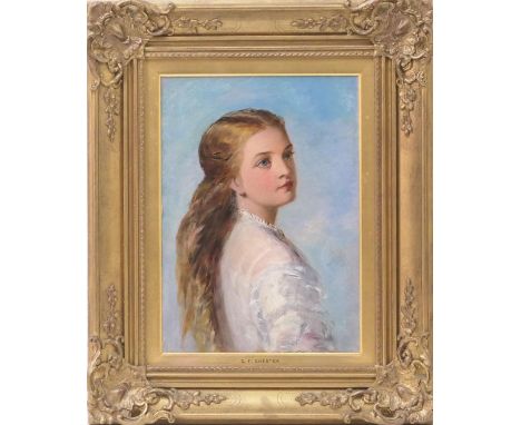 George Frederick Chester (active 1861-89), Portrait of a young girl glancing to her right, oil on board, 34cm x 25cm 