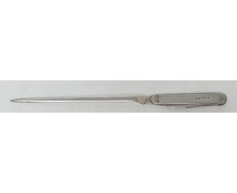 Mappin &amp; Webb silver gentleman's desk companion, Sheffield 1956, being a paper knife with engine turned handle with folda