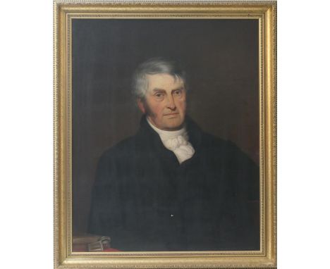 English School (mid 19th Century), Portrait of Arthur Dillon Farrar Crookes of Lincolnshire, seated half length in a black ja