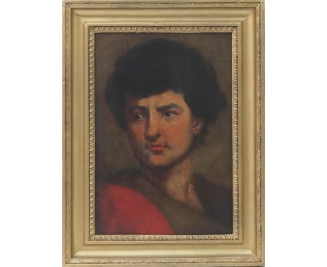 Italian School (late 19th Century), Portrait study of a young man, shoulder length, oil on canvas, 40cm x 27cm 