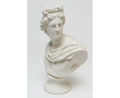 Victorian parian bust of Apollo, attributed to Brown, Westhead, Moore &amp; Co., circa 1861, unmarked, 29cm 