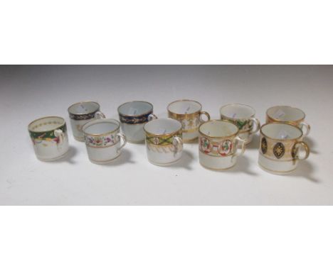 Ten early 19th century coffee cans, including examples by Derby, Coalport, Barr Worcester and others (10). From the collectio