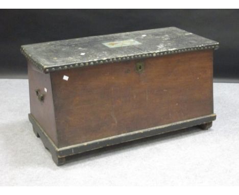 A pine seaman's trunk with painted lid, late 19th century, 49cm high x 95cm wide  