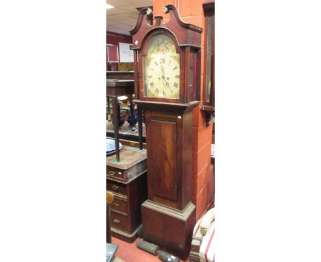 A George IV mahogany longcase clock with painted arched dial, 8 day movement  