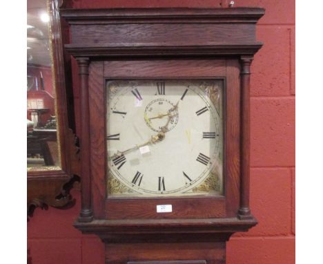 A late 18th century oak longcase clock with square painted dial  